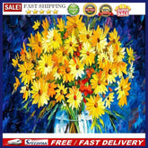 Yellow Flower Oil Paint By Numbers DIY Drawing Picture Kits Hand Painted Deco